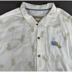 Tommy‎ Bahama Hawaiian Shirt Linen Pineapple All Over Print Men's 3XL